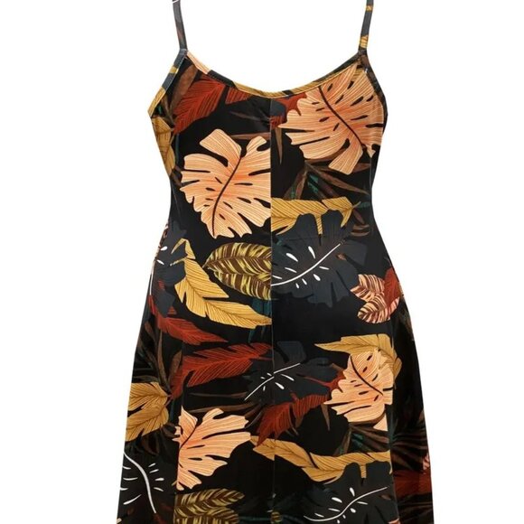 Women's Plus Size Tropical Leaf Print Slingback Pocket Holiday Summer Dress 22W - Picture 4 of 12